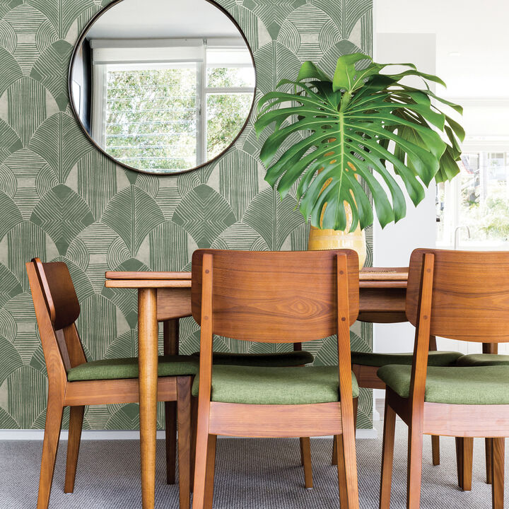 Westport Green Geometric Wallpaper