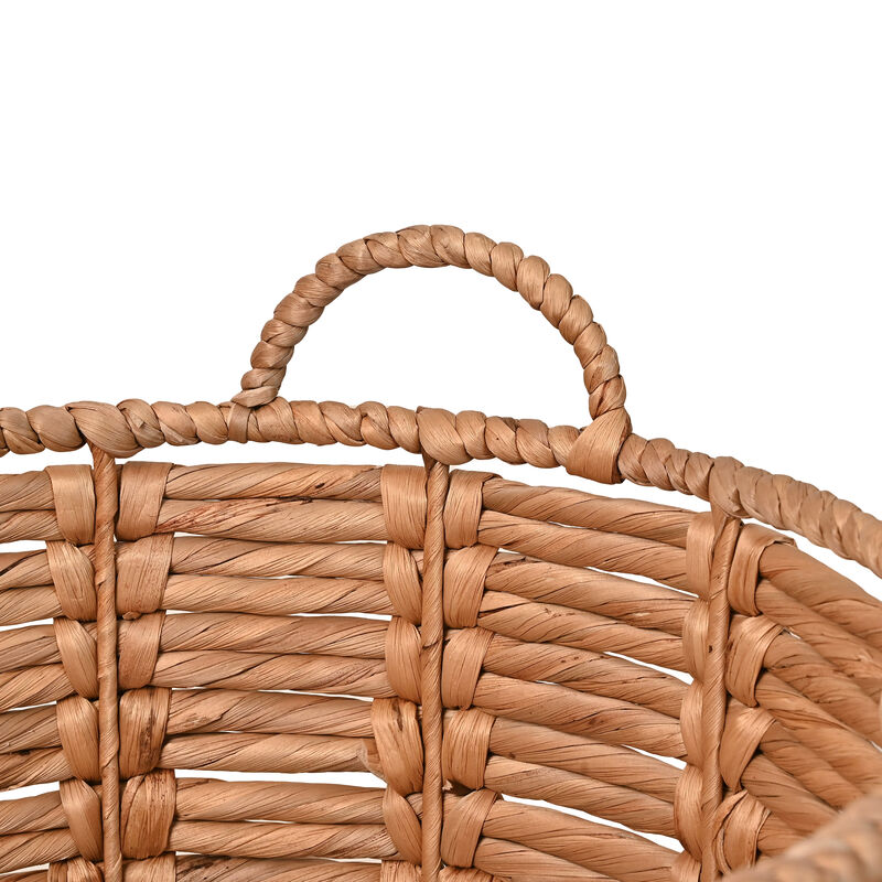 Laurel 19.49" Bohemian Handwoven Abaca Hamper Basket with Handles