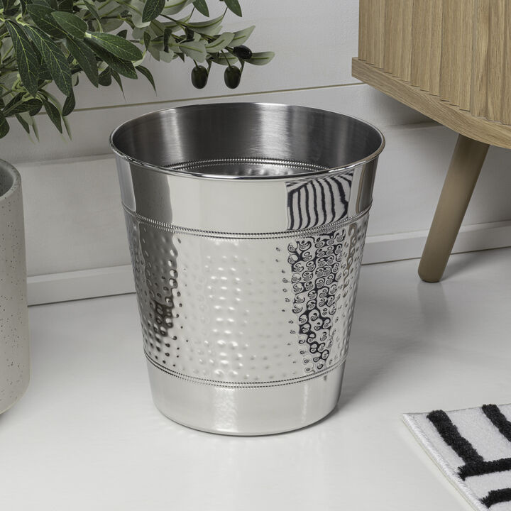 Riley Modern Classic Hammered Steel Accent 2-Gallon Wastebasket