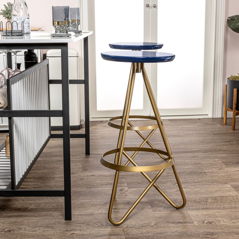 Spiroa Modern Industrial Metal Backless Circular Bar Stool