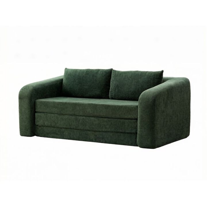 GOODSILO 2-in-1 Pull Out Foldable Loveseat Sofa Bed with Armrest & Backrest Pillows