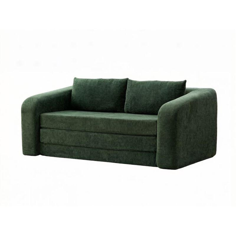 GOODSILO 2-in-1 Pull Out Foldable Loveseat Sofa Bed with Armrest & Backrest Pillows image number 0