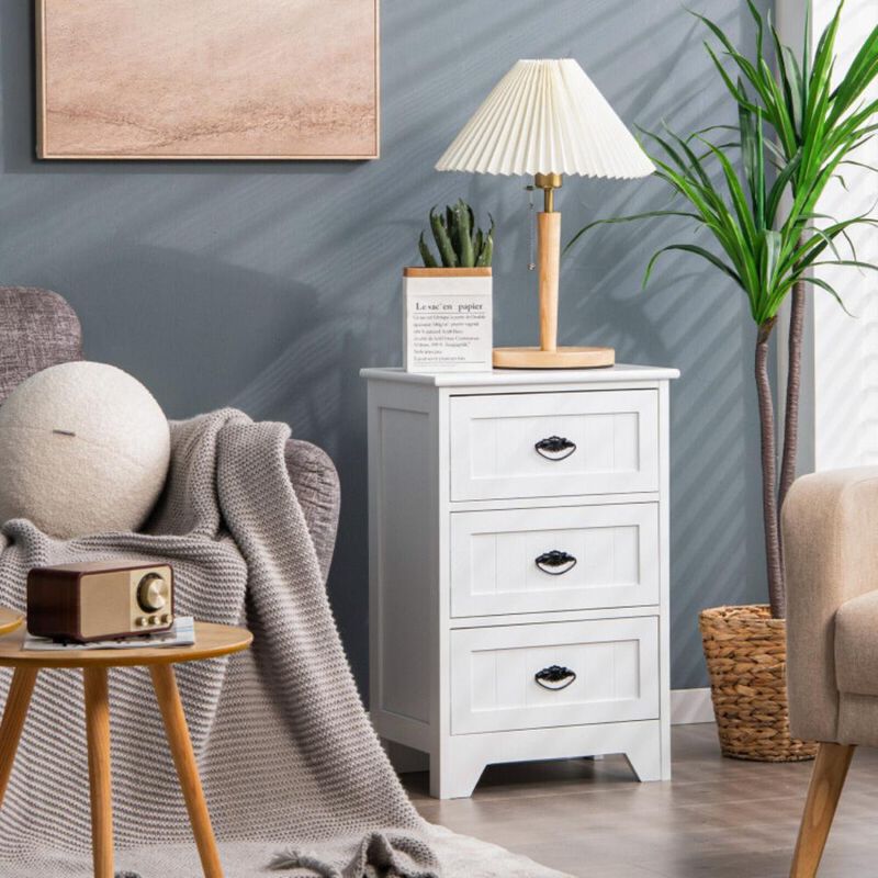 Hivvago 3-Drawer End Storage Wood Side Nightstand