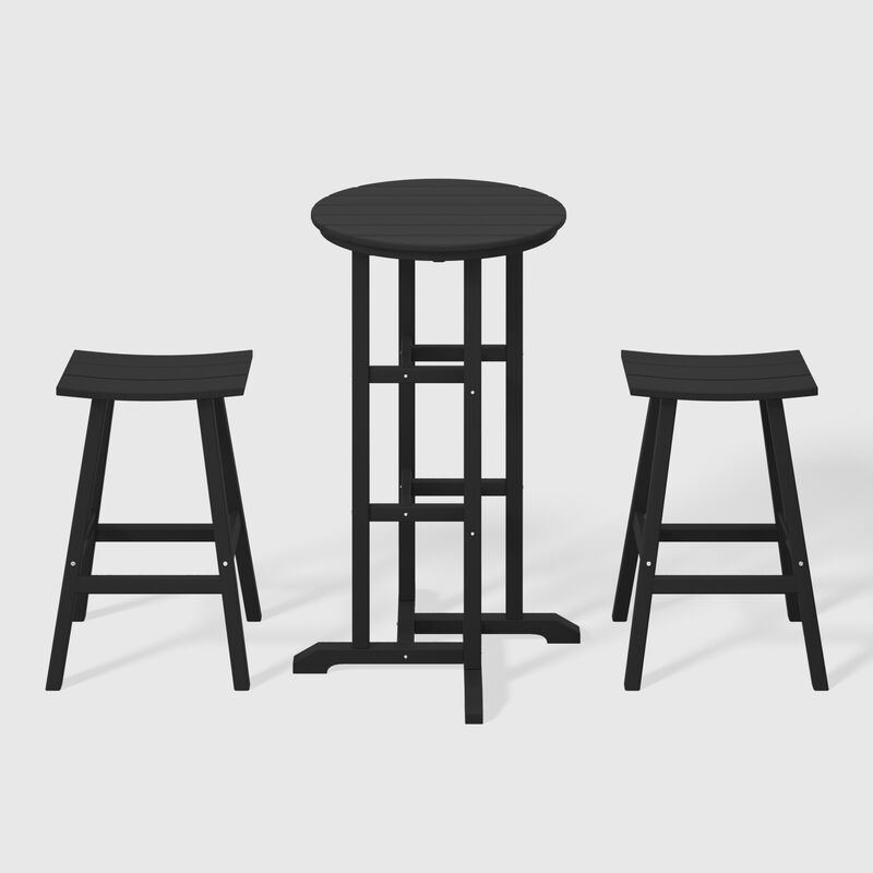 WestinTrends Outdoor Patio Bar Height Table and Bar Stool 3-Piece Dining Set