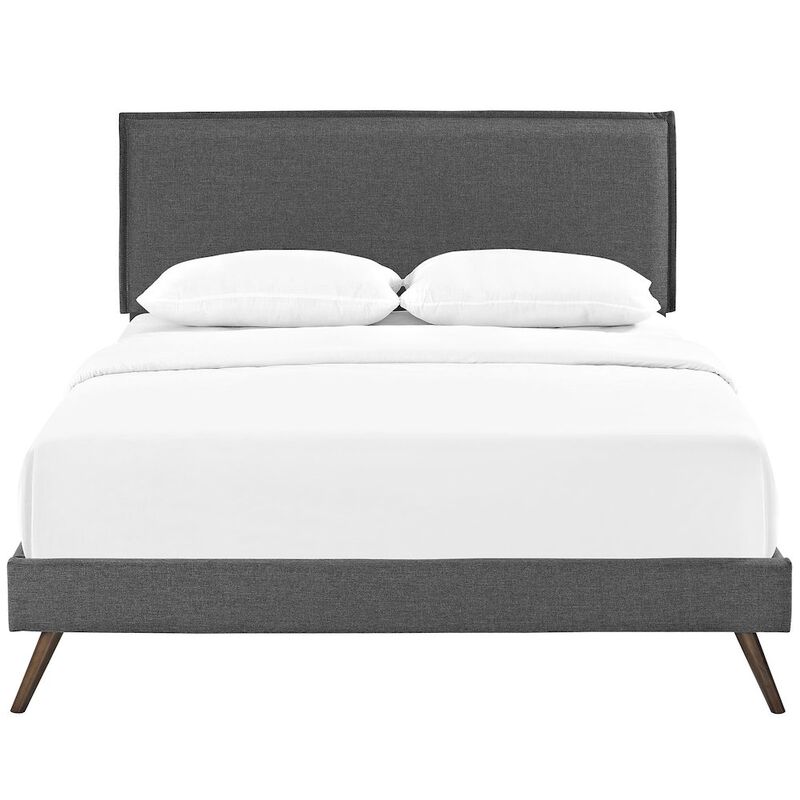 Camille Fabric Queen Platform Bed with Round Splayed Legs image number 2