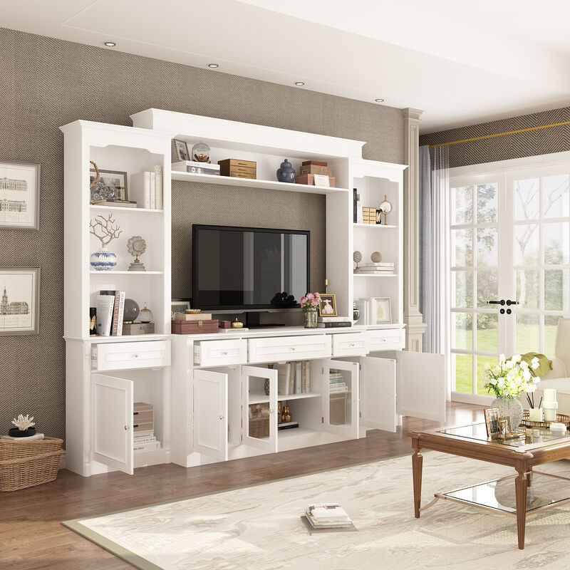 FUFU&GAGA Modern/Contemporary White Tv Cabinet Integrated Tv Mount (Accommodates TVs up to 55-in)，White