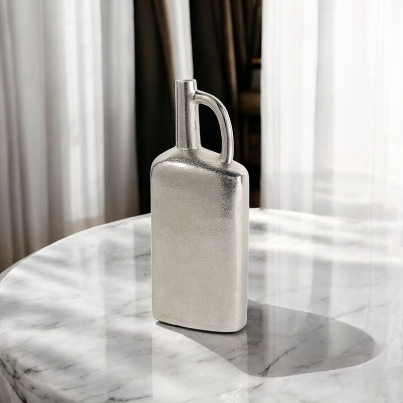 HomeRoots 14" Silver Aluminum Jug Table Vase image number 1