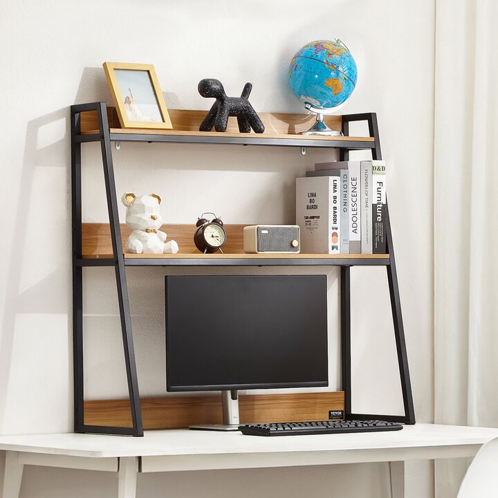 2-Tier Desktop Bookshelf Organizer with Storage Rack for Office and Home