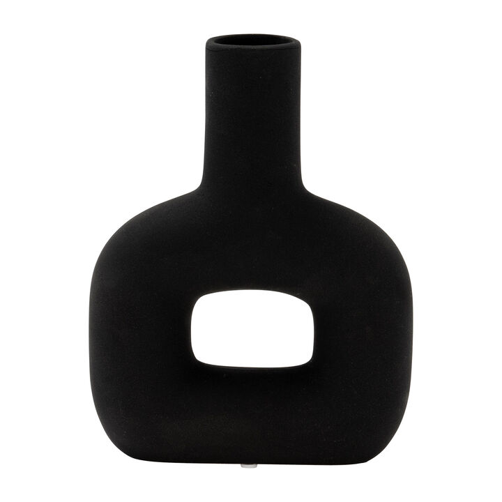Dol, 8" Open Cut Vase, Black