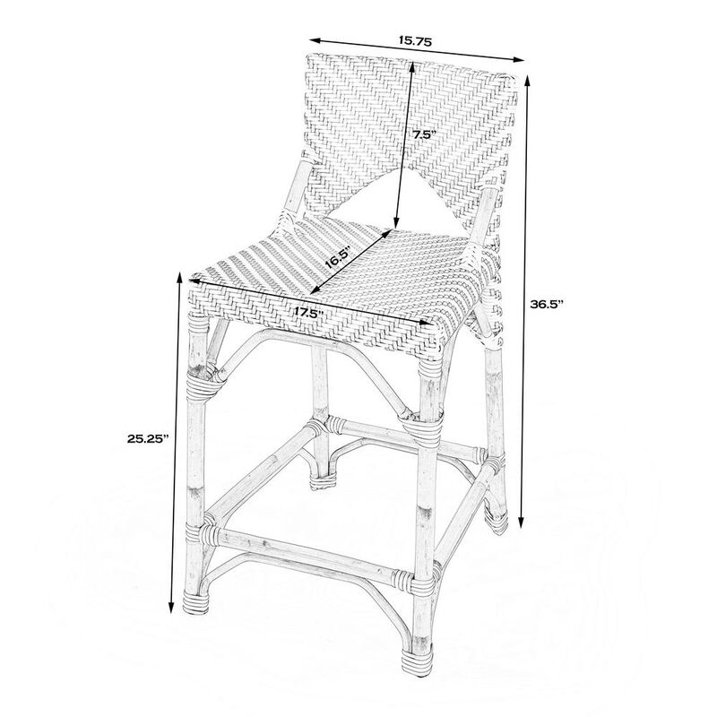 Butler Specialty Creanly Rattan 25 Counter Stool, Gray and White