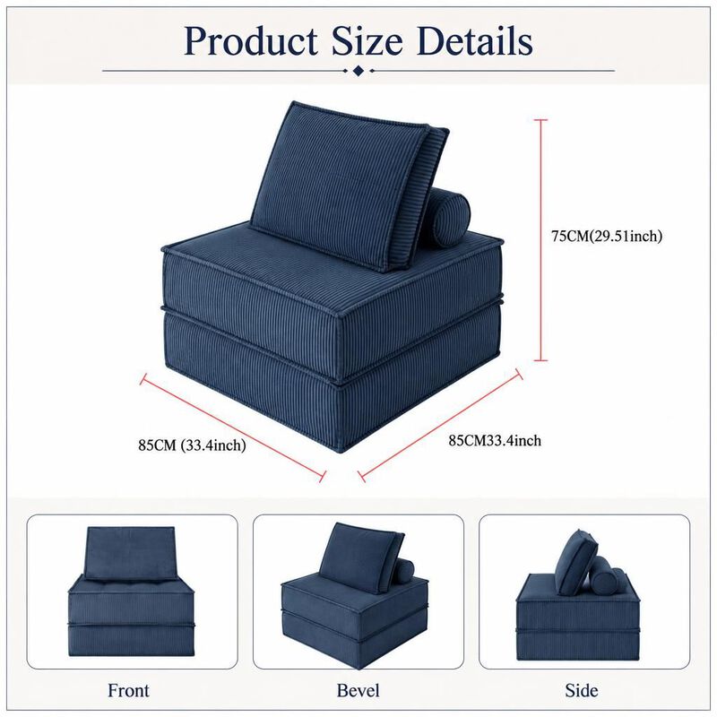 GOODSILO Modular Single Seater Sofa with DIY Multi-Combination Design, Skin-Friendly Fabric for Living Room image number 1