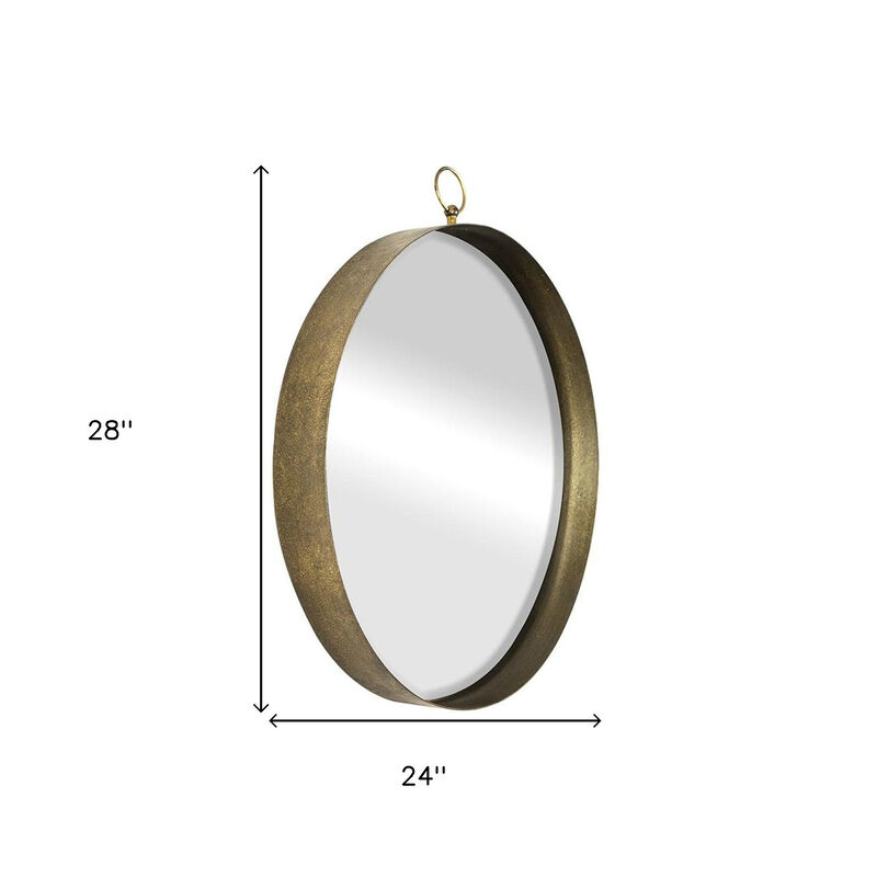 HomeRoots 28" Gold Round Iron Framed Accent Mirror image number 6