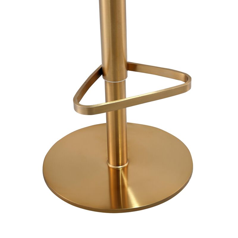 Astro White Performance Vegan Leather and Gold Adjustable Stool