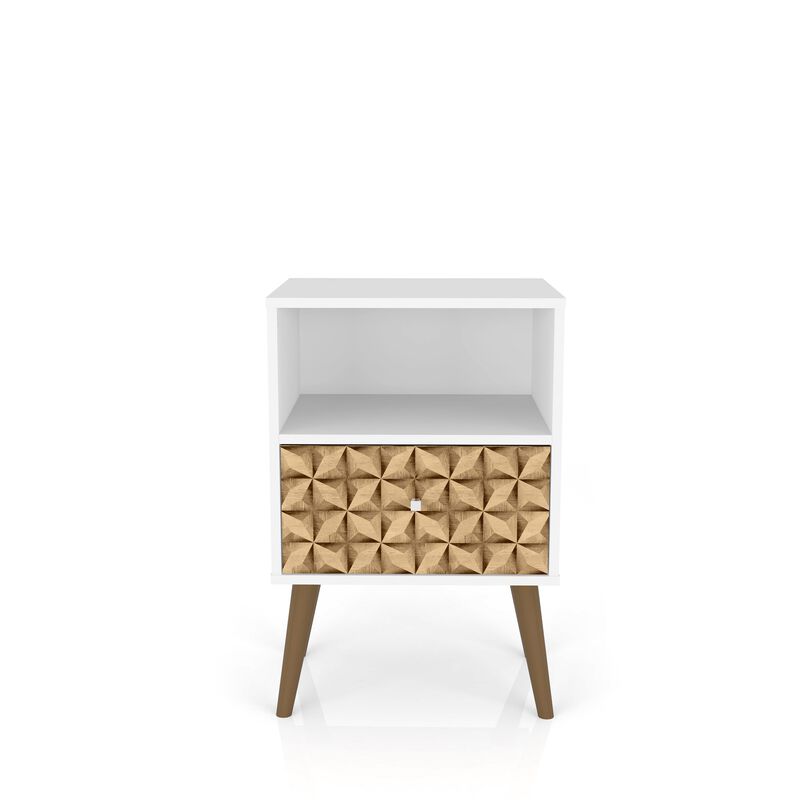 Liberty 1.0 Nightstand in White and Brown Pattern