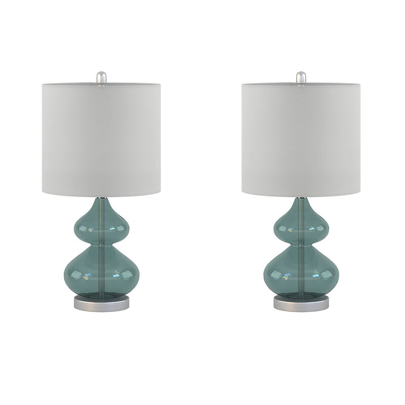 Gracie Mills Anibal Modern Curved Glass and Metal Base Table Lamps Set of 2