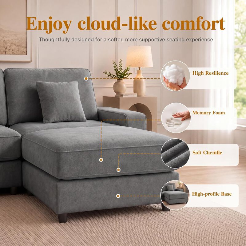 114.2" Modular L-Shaped Sectional Sofa image number 4