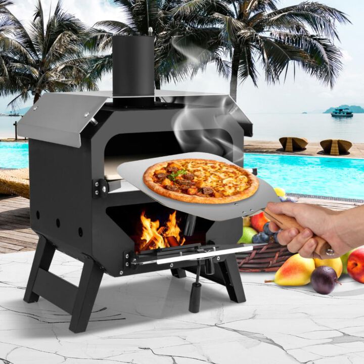 Hivvago Outdoor Pizza Oven with Pizza Stone for Patio Backyard Camping BBQ