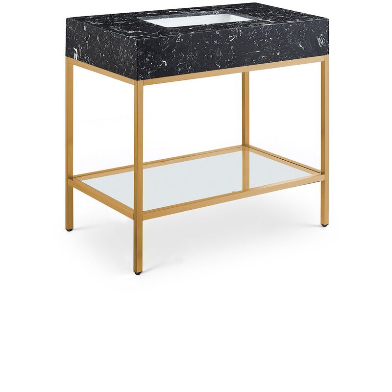 Meridian Furniture Marmo Black Engineered Marble Bathroom Vanity