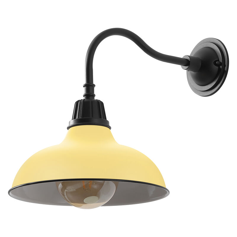 Aurora Farmhouse Industrial Indoor/Outdoor Iron LED Gooseneck Arm Outdoor Sconce