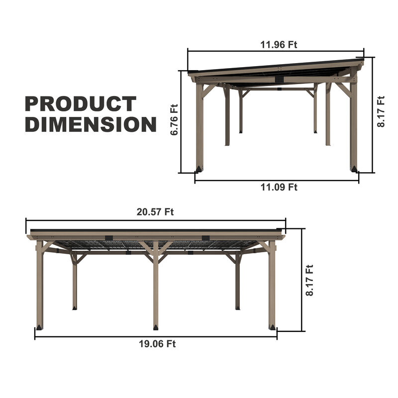 Clihome 12X20ft Solid Cedar Fir Wood Tilt Hardtop Tent