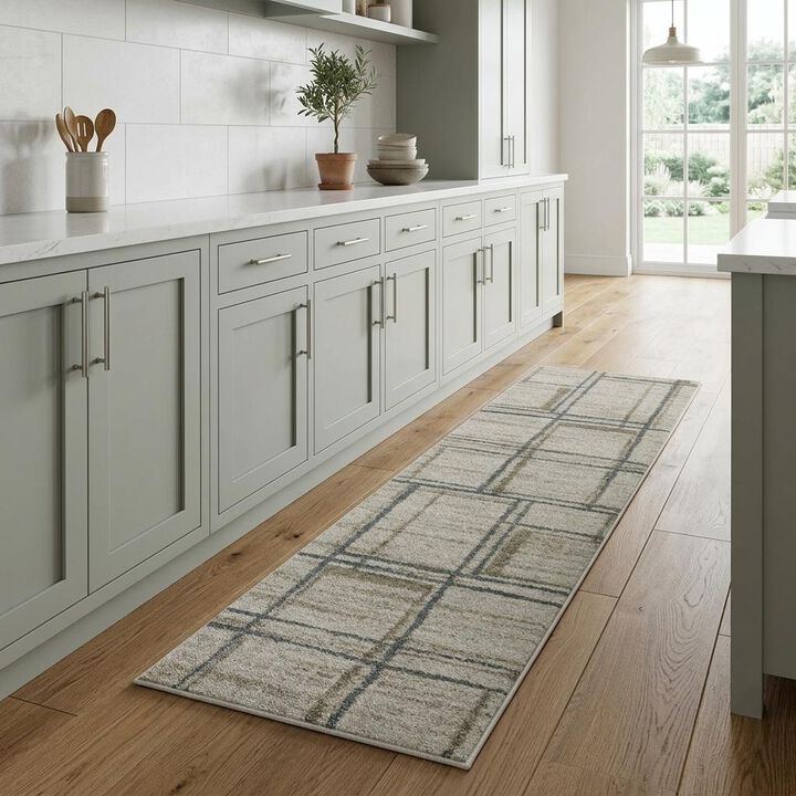 HomeRoots Geometric Distressed Runner Rug