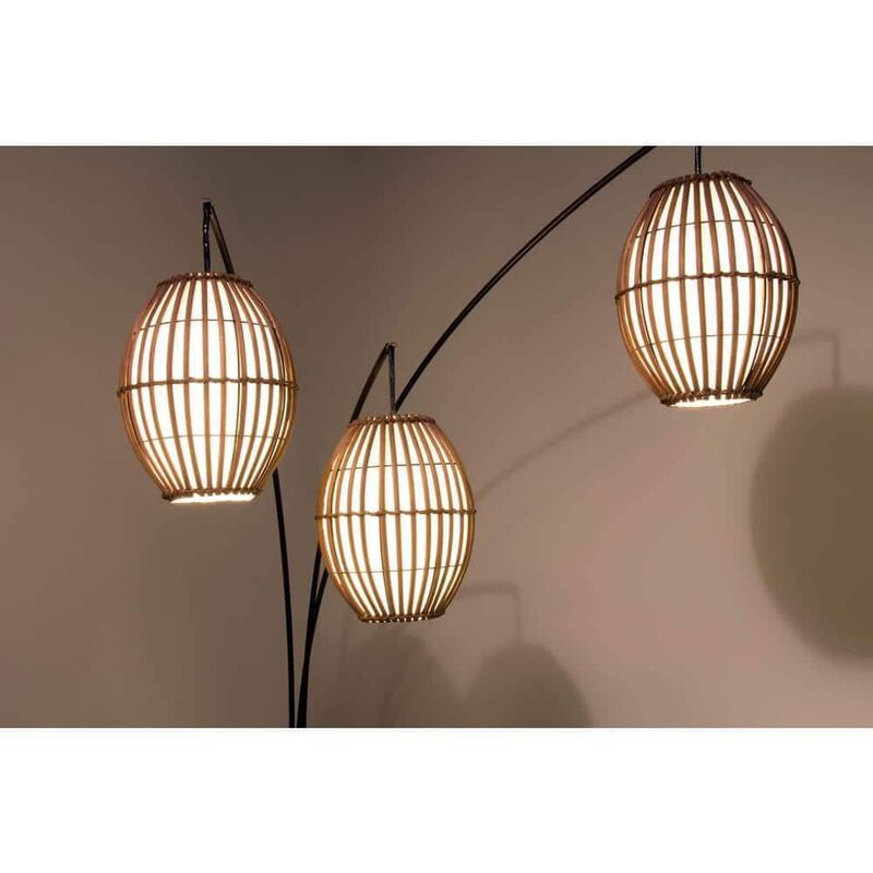 Hivvago Modern Mid-Century Bohemian 82-inch Arch Floor Lamp with 3 Barrel Lights