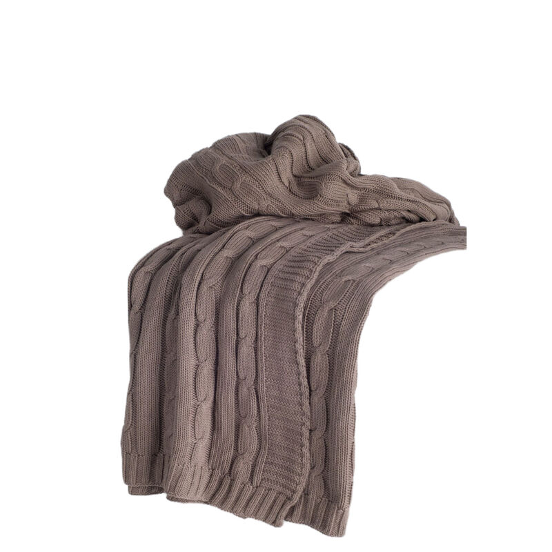 HomeRoots Brown Knitted 100% Cotton Throw Blanket image number 0