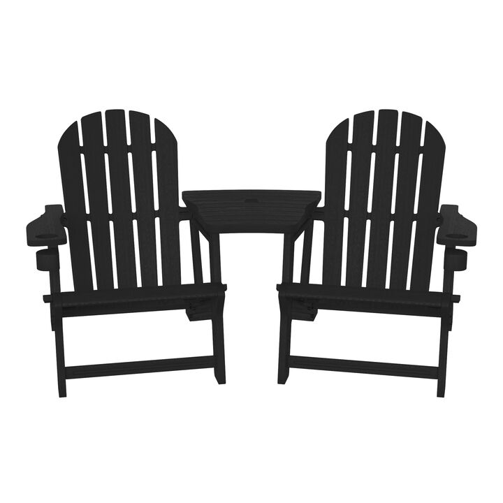 WestinTrends Outdoor HDPE Adirondack Chairs With Connecting Table Tray (Set of 2)