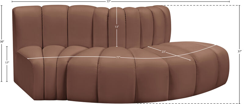 Meridian Furniture Arc Cognac Vegan Leather Modular Sofa image number 9