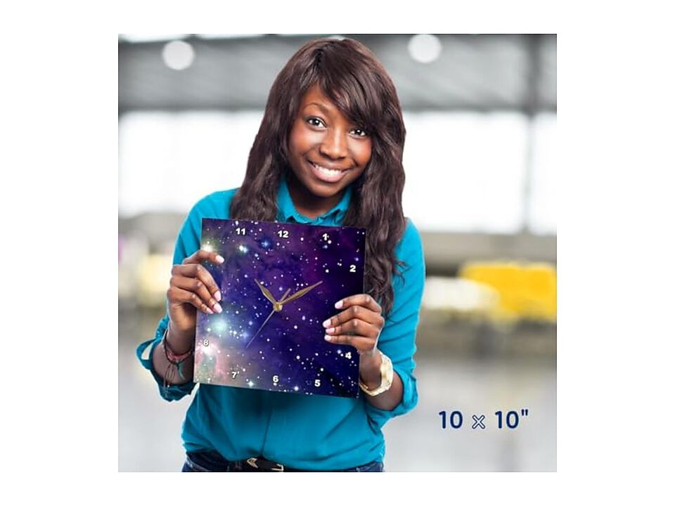 Cool Outer Space Stars Planets Dark Wall Clock 15 Inch Blue Home Decor
