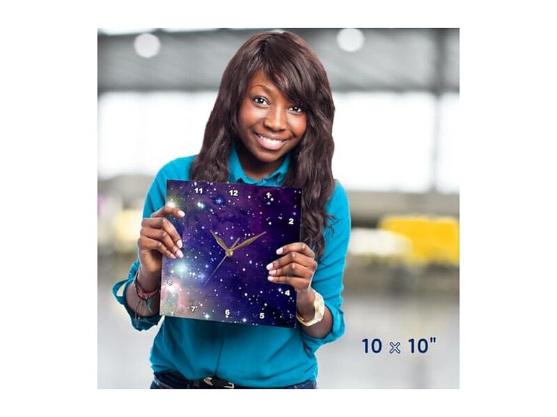 Cool Outer Space Stars Planets Dark Wall Clock 15 Inch Blue Home Decor image number 1