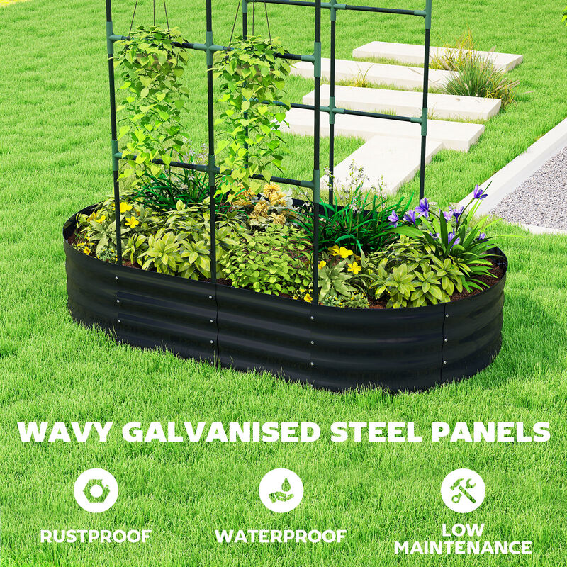 Hivvago Raised Metal Planter Box with Arched Trellis for Climbing Plants image number 5