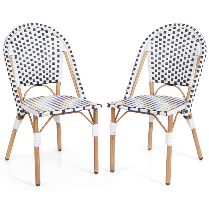 French Bistro Chair Set of 2 with Galvanized Metal Framex
