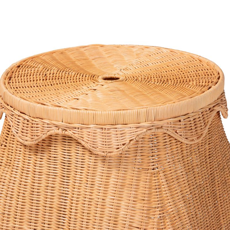 bali & pari Ada Natural Rattan Laundry Hamper - Handwoven Wicker Storage Basket for Laundry Room, Bathroom, or Bedroom Organization image number 3