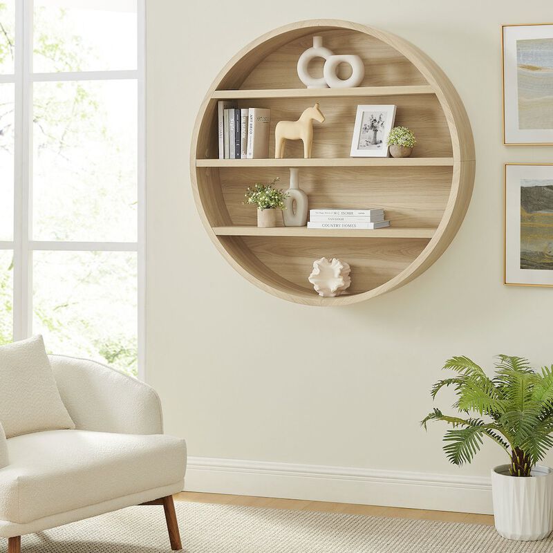 Romy 47" Round Wall Book Shelf image number 8