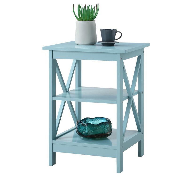 Convience Concept, Inc. Oxford End Table with Shelves Sea Foam Blue