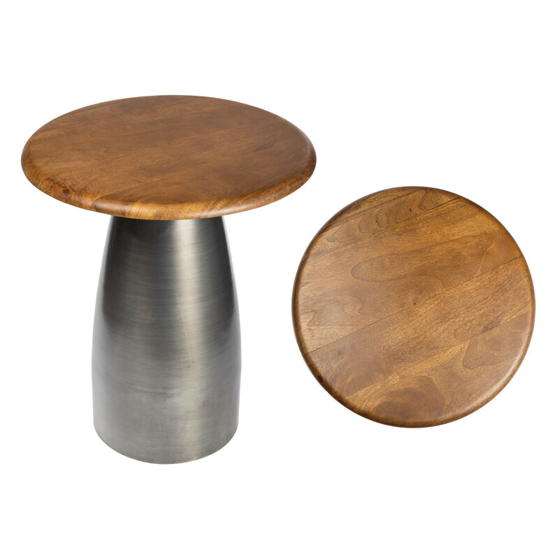 Otto 18" Modern Rustic Round Wood/Metal Accent Table