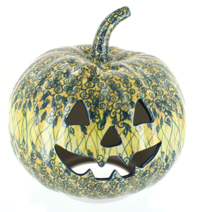 Blue Rose Polish Pottery Tulip Large Pumpkin Luminary