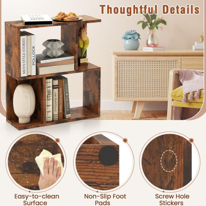 Hivvago 3-Tier Bookshelf with Display Shelf for Small Space