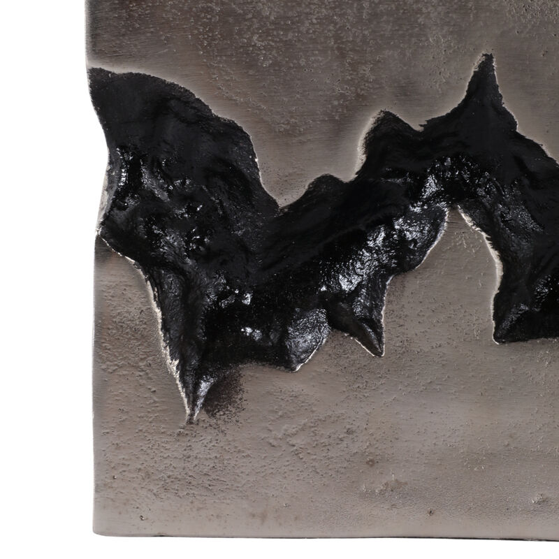 10x8" Carved Middle Metal Vase, Silver/ Black image number 3