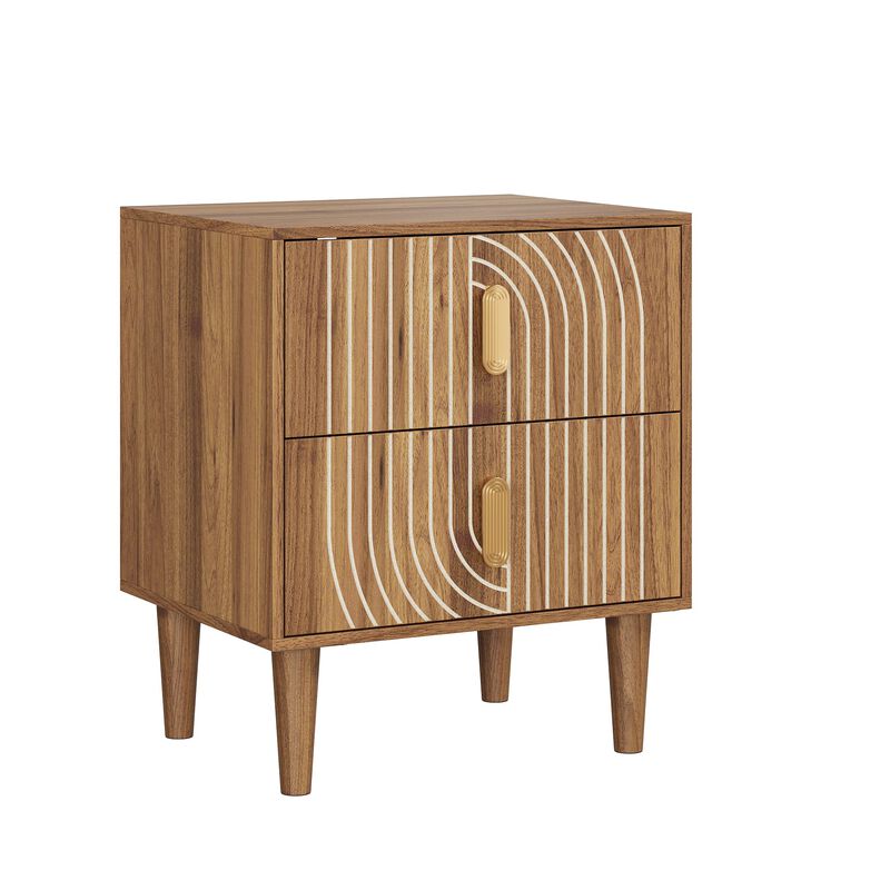 Tabwel Mid‑Century Modern Walnut Nightstand image number 7