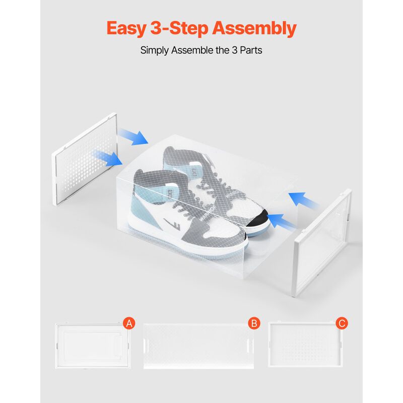 Shoe Storage Boxes 12-Pack &ndash; Stackable Organizers for Sneakers, Heels, Boots, Hats