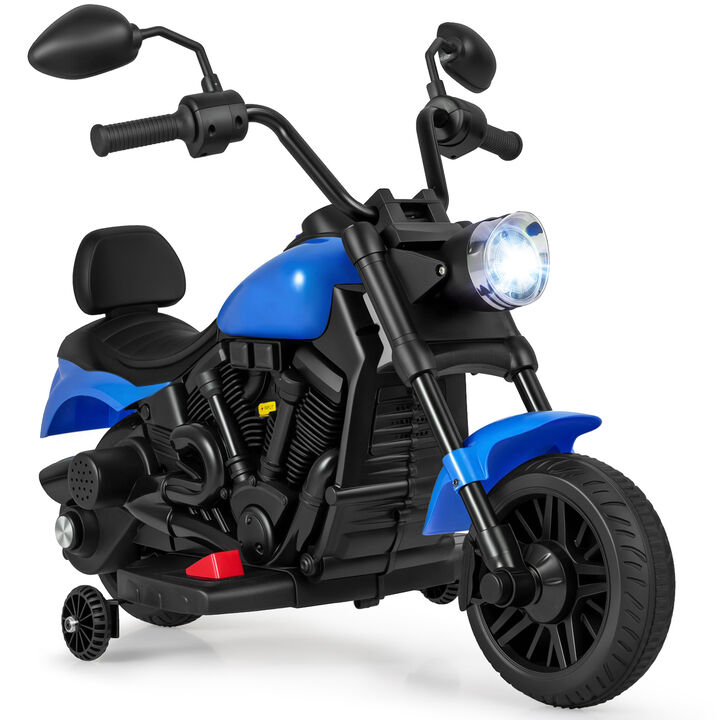 Kids 6V Ride On Motorcycle with Training Wheels Headlight and Music