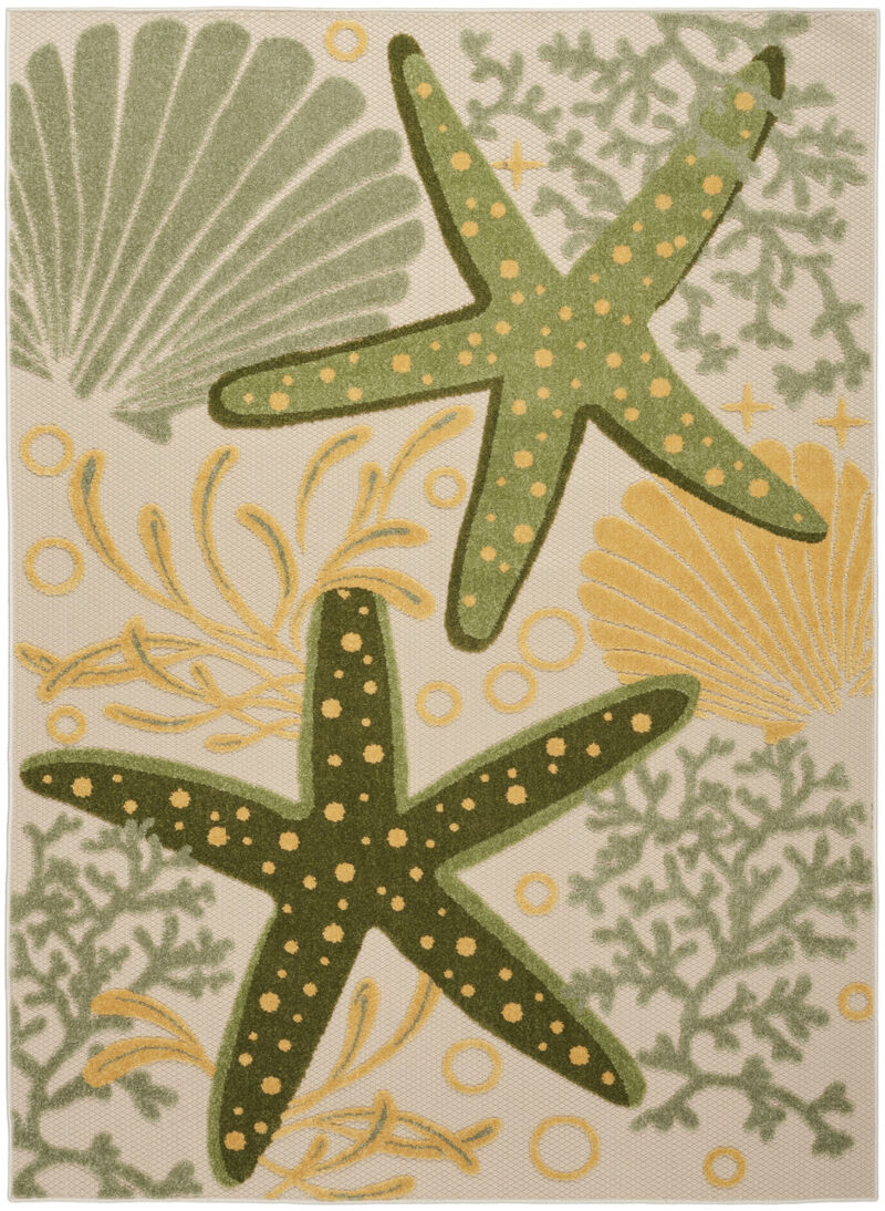 HomeRoots 6' X 9' Green And Yellow Starfish Indoor Outdoor Area Rug image number 0