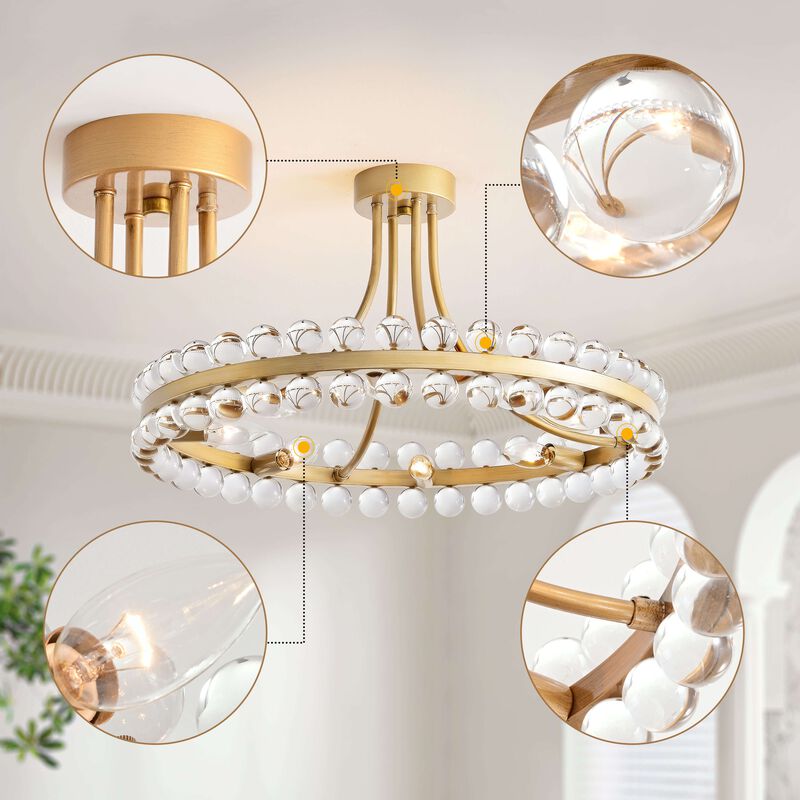 Esme 8-Light Wagon Wheel Crystal Semi-Flush Mount image number 6