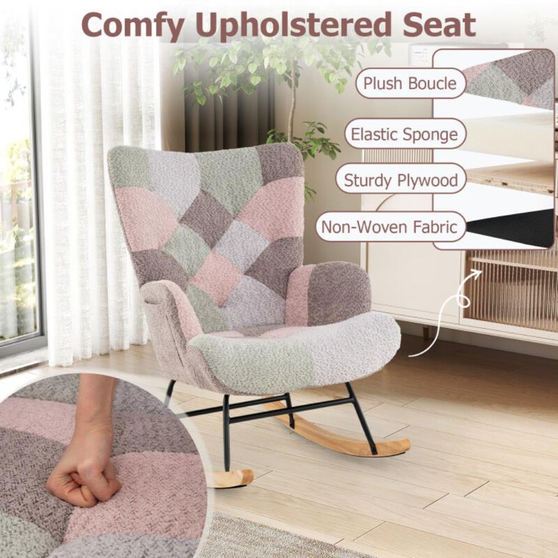Nursery Rocking Chair with Ergonomic Armrests and High Backrest image number 3
