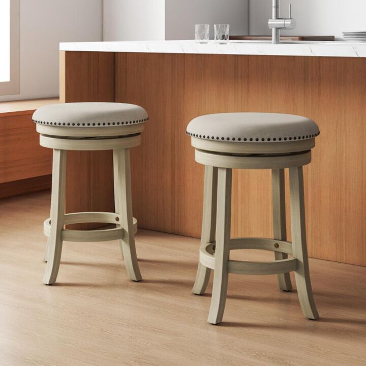 Hivvago 24/26 Inches Swivel Bar Stools Set of 2 wth Wooden Frame