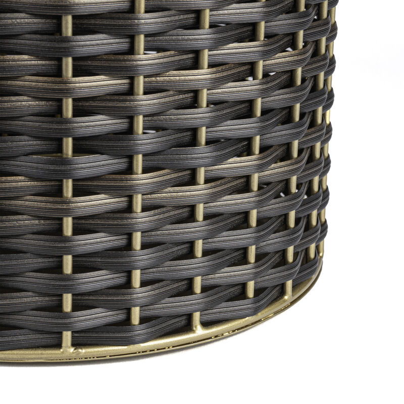 Cecil Modern Faux Wicker Cylinder Waste Basket