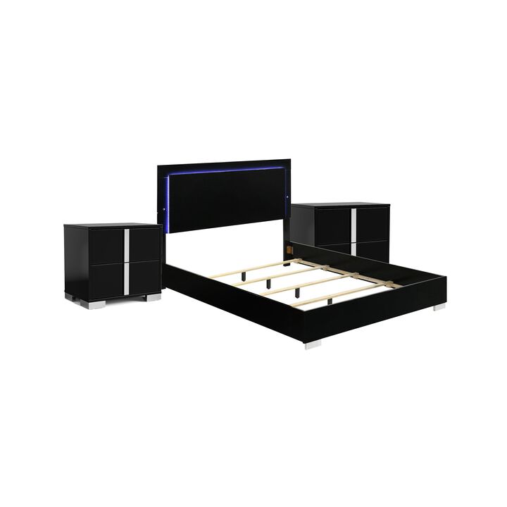 Bedroom Set, Wood, 3 Piece Set with 2 Nightstands