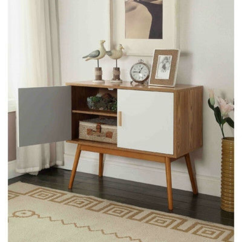 Storage Console Table with Solid Wood Legs &ndash; Mid-Century Modern Style for a Chic Home